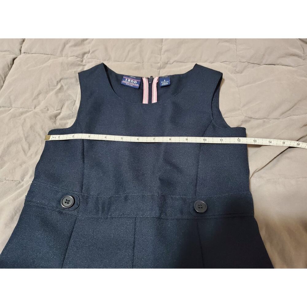 IZOD Girls School Uniform Jumper Dress Navy Size 6 Pleated Skirt - Picture 5 of 12